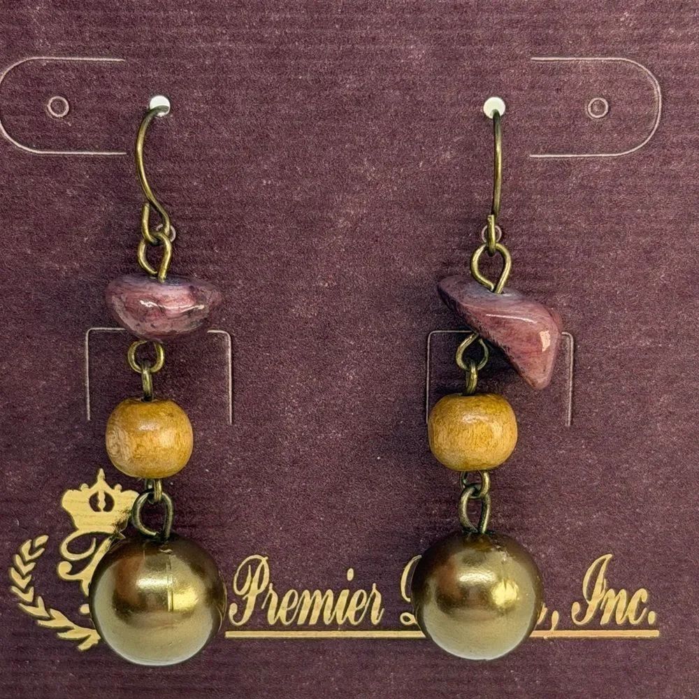 3For$20 Premier Designs Gold and Brown Dangle Earrings
